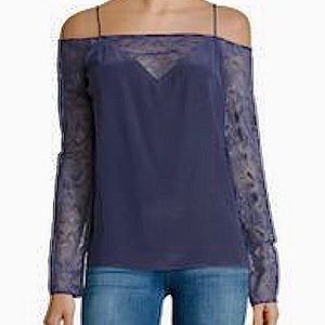 Bailey 44 Navy Lace Off-Shoulder Top